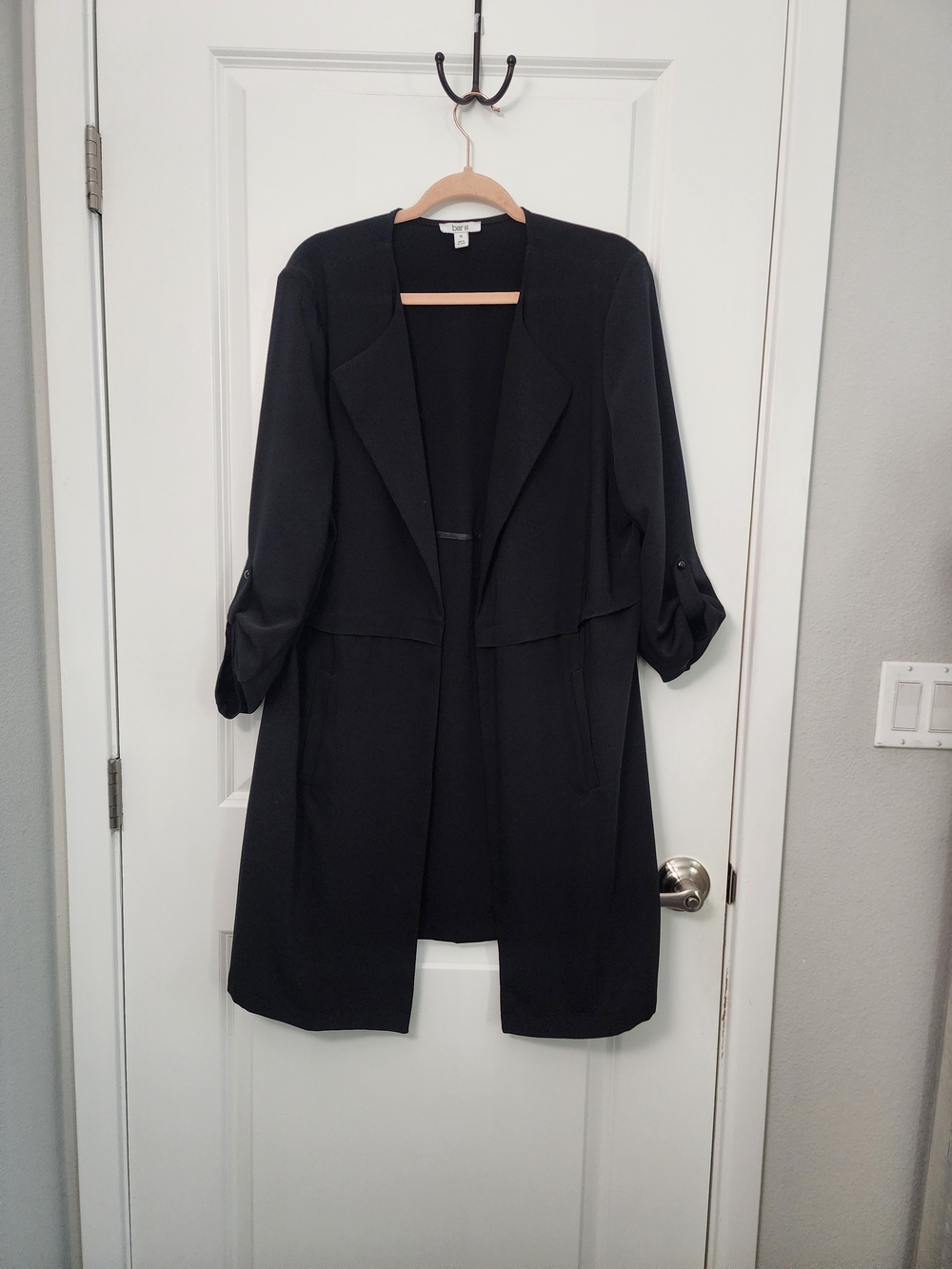 Bar III Black Open-Front Blazer Coat